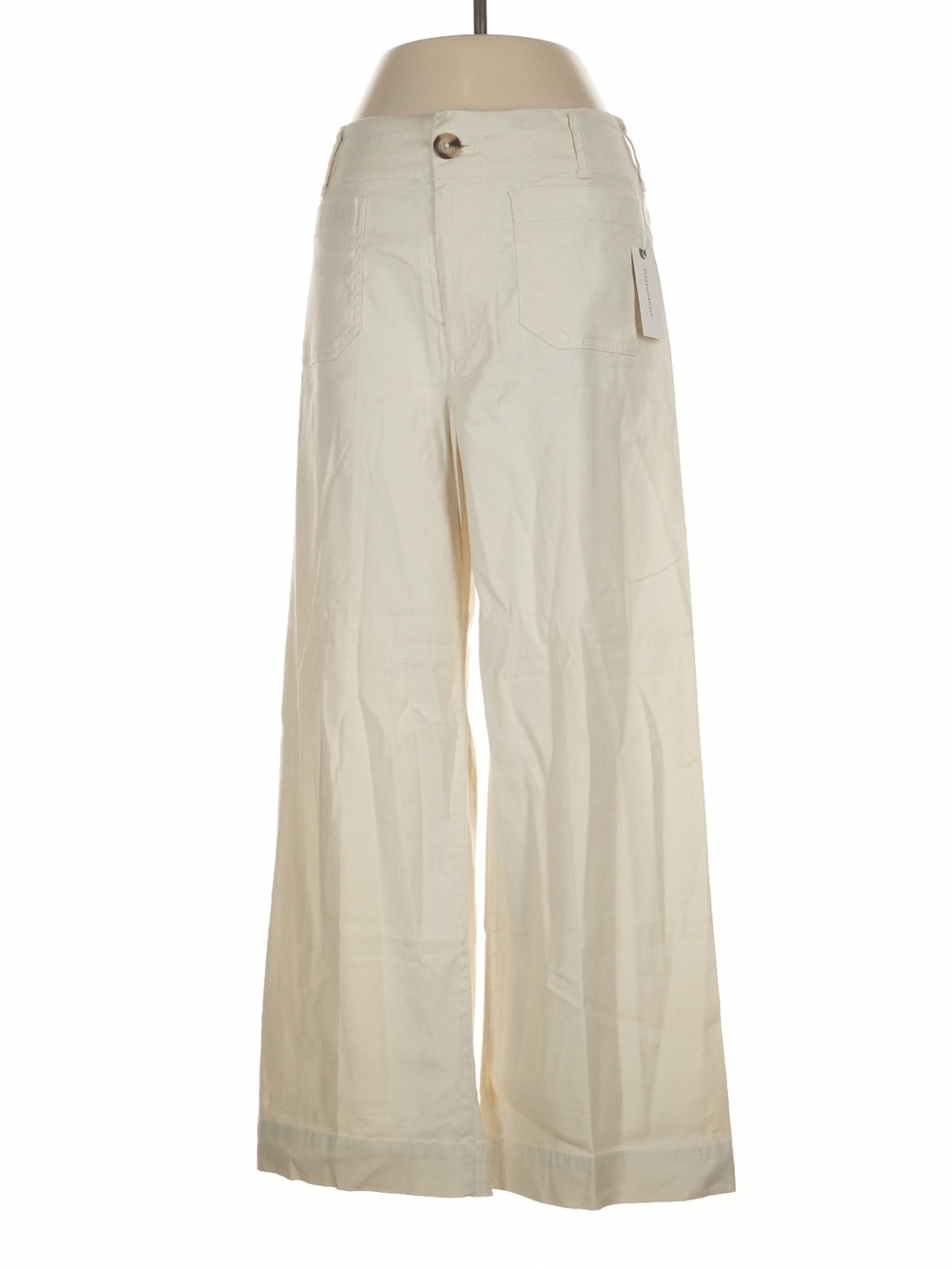 Maeve The Colette Linen Blend Crop Wide-leg Pants in Chalk White - Size 26 - Picture 7 of 15